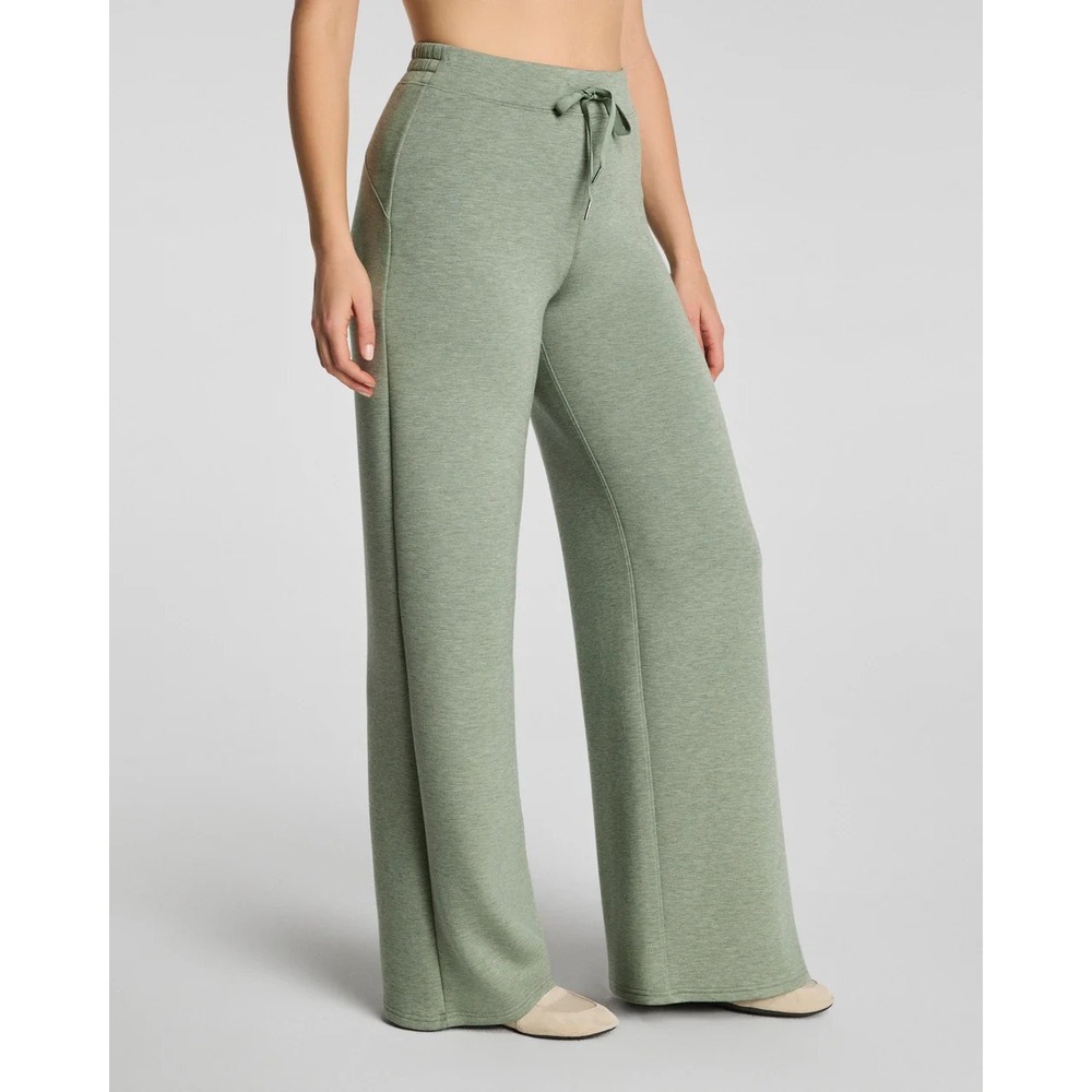 NWT Spanx AirEssentials Wide Leg Pants Sage Brush Heather Green Womens Medium